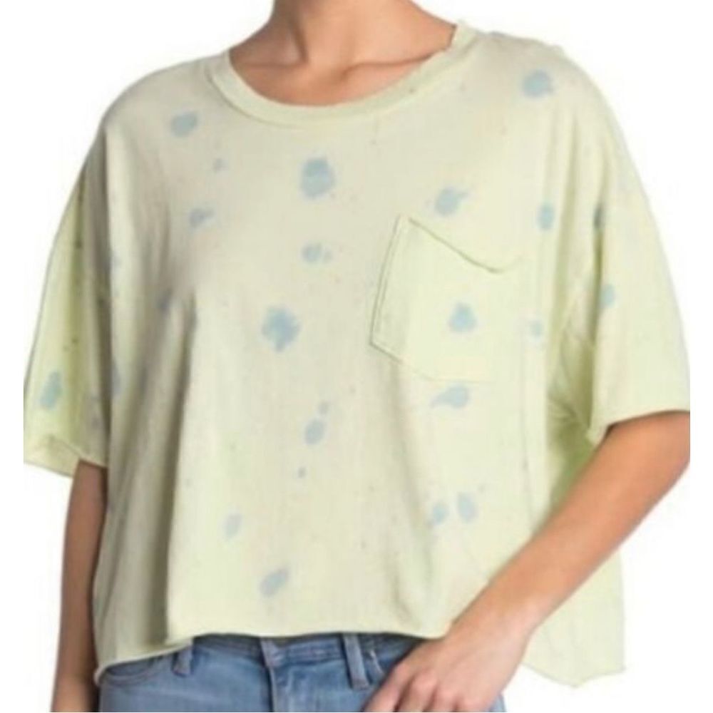 Abound Shirt Womens Coral Tie Dye Cropped Top Green Short Sleeve Size Medium NTW